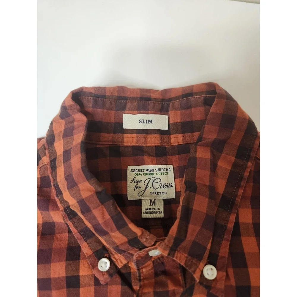 J. CREW Orange Checked Long Sleeve Button Down Slim Mens Size M‎